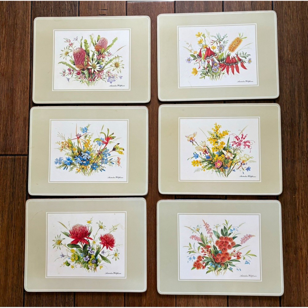 Vintage Pimpernel Floral Placemats Set of 6 Cork Backed Made in England